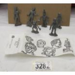 6 Gerry Anderson Fireball XL5 metal figures.