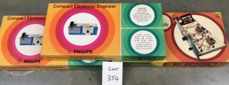 2 Philips EE1050 compact electronic engineer kits & 1 Philips EE1051 compact electronic engineer