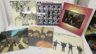 6 Beatles LP records including Revolver, Abbey Road, Beatles for Sale, Help,