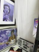 3 framed and glazed Jimi Hendrix pictures.