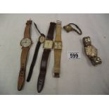 6 old wrist watches including Accurist, Lorus etc.