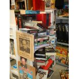 Four shelves of books relating to Winston Churchill, World wars etc.