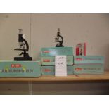 6 Merit microscope sets, all microscopes present but may have some components missing,