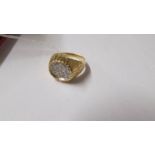 A substantial yellow gold gents diamond ring, size S.
