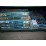 7 Philips radio and electronic kits, 5 X40 and 2 X20,