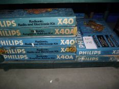 7 Philips radio and electronic kits, 5 X40 and 2 X20,