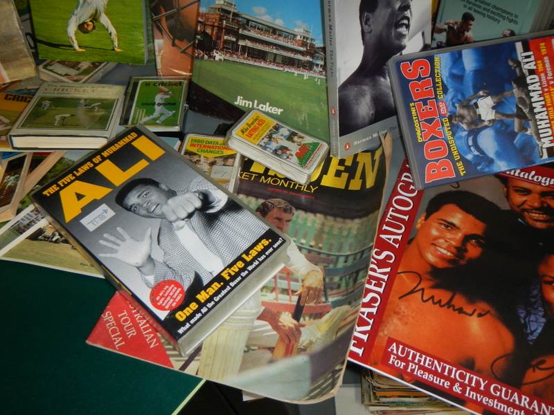 A shelf of sports related memorabilia including Archery, boxing, - Image 5 of 5