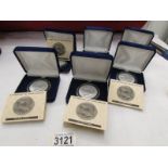 Six 'First Man in Space' 30th anniversary medals, Yuri Gagarin, with certificate of authenticity.