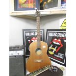 A Seagull S6 folk acoustic 6 string guitar with hard case.