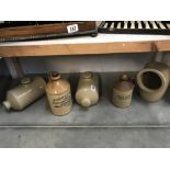 A Ridgway brass Cardiff stoneware flagon & 4 other items