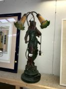 A figural 2 lamp table light