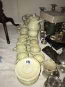 A large quantity of old pottery jugs, saucers etc.