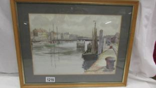 A framed and glazed harbour scene 'Osterik' signed Gwen Dorrien Smith, 1960.