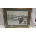 A framed and glazed harbour scene 'Osterik' signed Gwen Dorrien Smith, 1960.