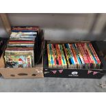 2 boxes of children's books including Dr Who, Rupert, Dandy, Beano & Victor etc.