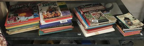 A quantity of mixed books and annuals including football, sports etc.