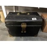 An early brass bound steel railway man's toll/lunch box