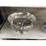 A large silver plate punch bowl & ladle