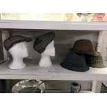 3 Trilby & 2 flat cap hats
