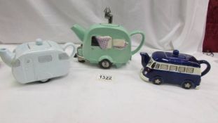 A vintage teapot in the shape of a caravan by Swineside Teapottery,