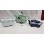 A vintage teapot in the shape of a caravan by Swineside Teapottery,