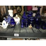 A collection of glass including Bristol Blue and other china etc.