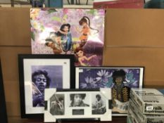 3 framed and glazed Jimi Hendrix pictures.