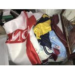 A quantity of football memorabilia including shirts