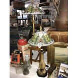Two good electric lamps with glass shades