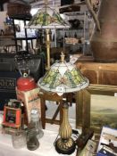 Two good electric lamps with glass shades