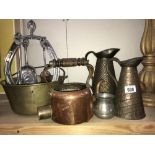 A quantity of copper and brassware
