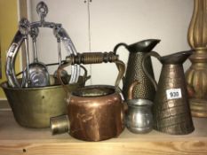 A quantity of copper and brassware