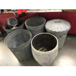 5 galvanised bins and other items