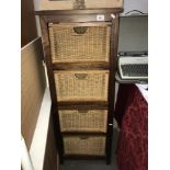 4 wicker drawers on stand