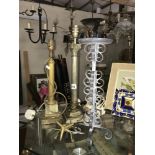 A selection of brass Corinthian and other electric lights