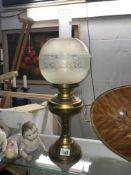 A brass oil lamp