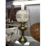 A brass oil lamp