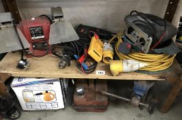 A shelf of electrical tools etc.