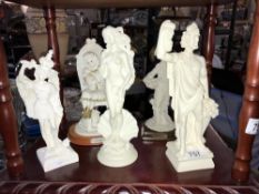 5 white figurines