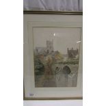 A framed and glazed watercolour signed H J Thurnoll, 1995.