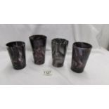 A Victorian pressed brownish/purple slag glass half pint tumbler and 3 Victorian pressed purple