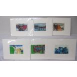 Collection of 6 Cornish School abstract boat & harbour studies/paintings in acrylics all titled St