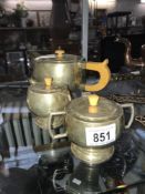 A 3 piece silver plated tea set