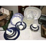 A quantity of blue and white china