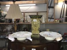 A nice metal plant stand and a pair of Aynsley cake stand