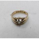 An 18ct gold ring set diamond, size O.