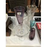 A mixed lot of glass vases etc.