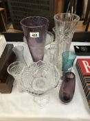 A mixed lot of glass vases etc.