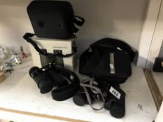 A boxed diamond back 10 x 32 binoculars & a pair of Zenith binoculars in soft case