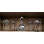 A cut glass decanter & 6 glasses ****Condition report**** All in good condition